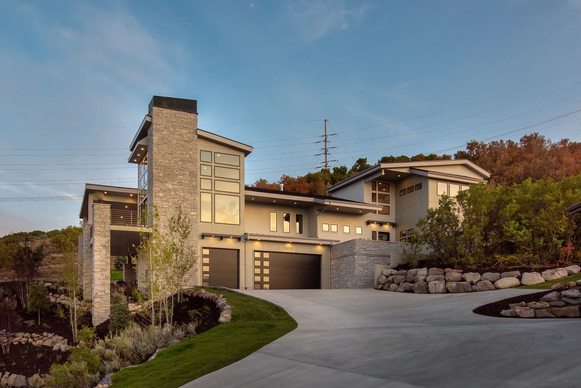 Exterior back of Utah home with beautiful landscaping