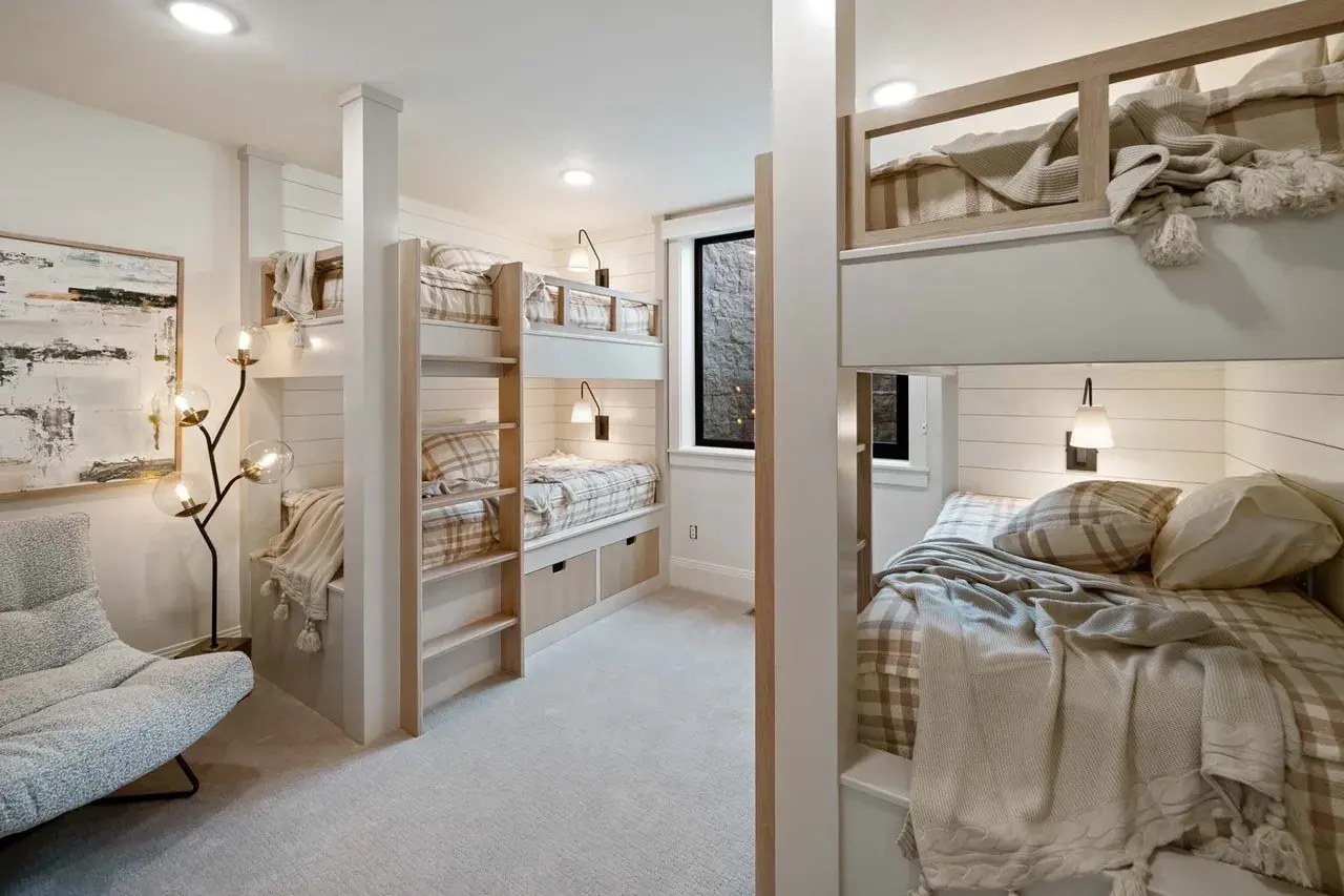 Cozy built-in bunk beds in a custom home in Utah Valley by E Builders