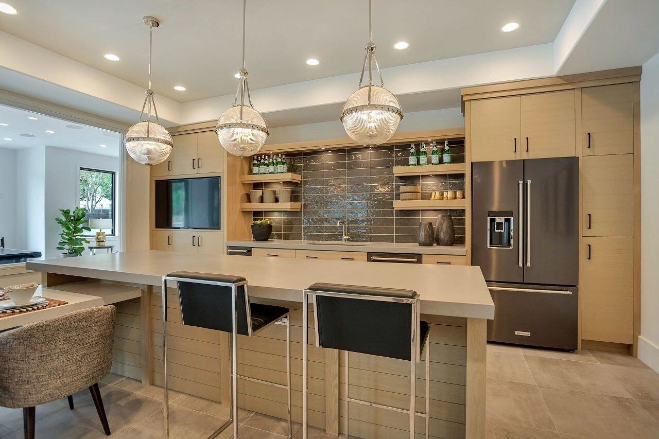 Contemporary kitchenette with pendant lighting and built-in shelving in a custom home in Salt Lake City, UT built by E Builders